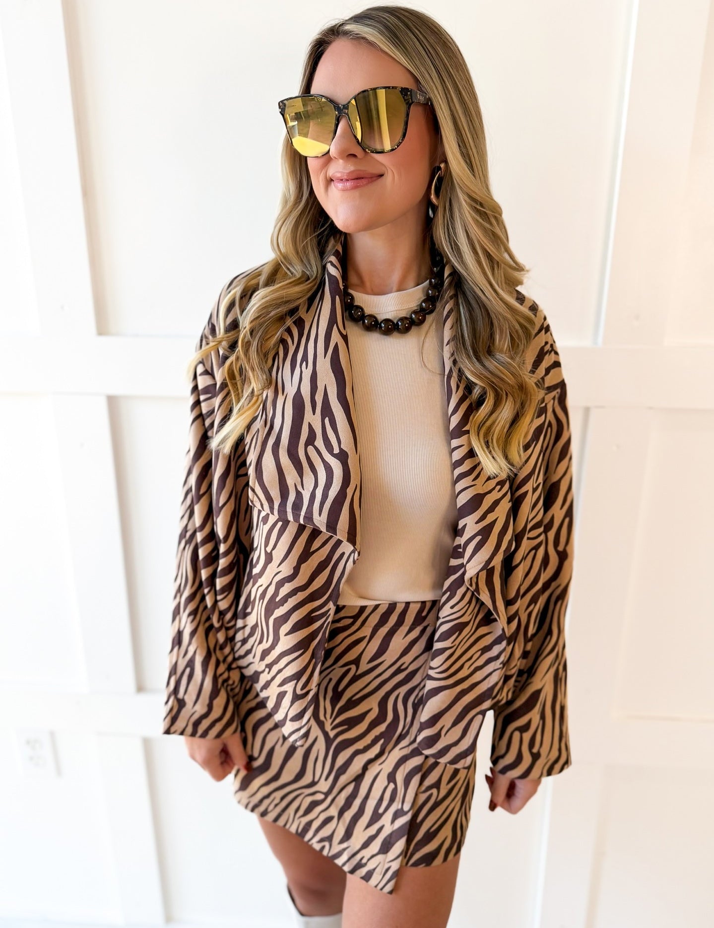 Zebra Print Jacket - Taupe