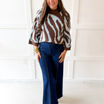 Zebra Print Knit Top - Brown Sky