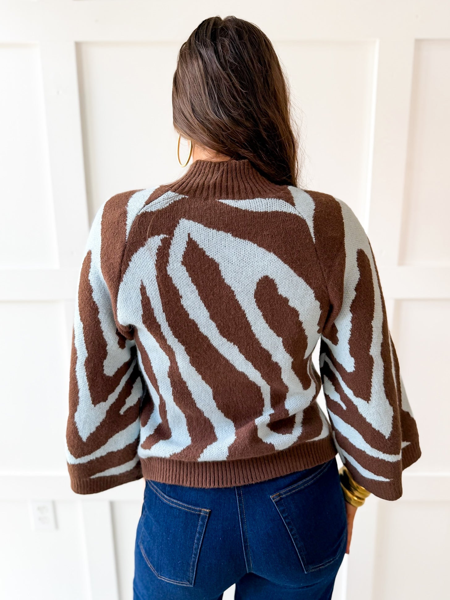 Zebra Print Knit Top - Brown Sky