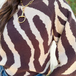 Zebra Print Knit Top - Espresso