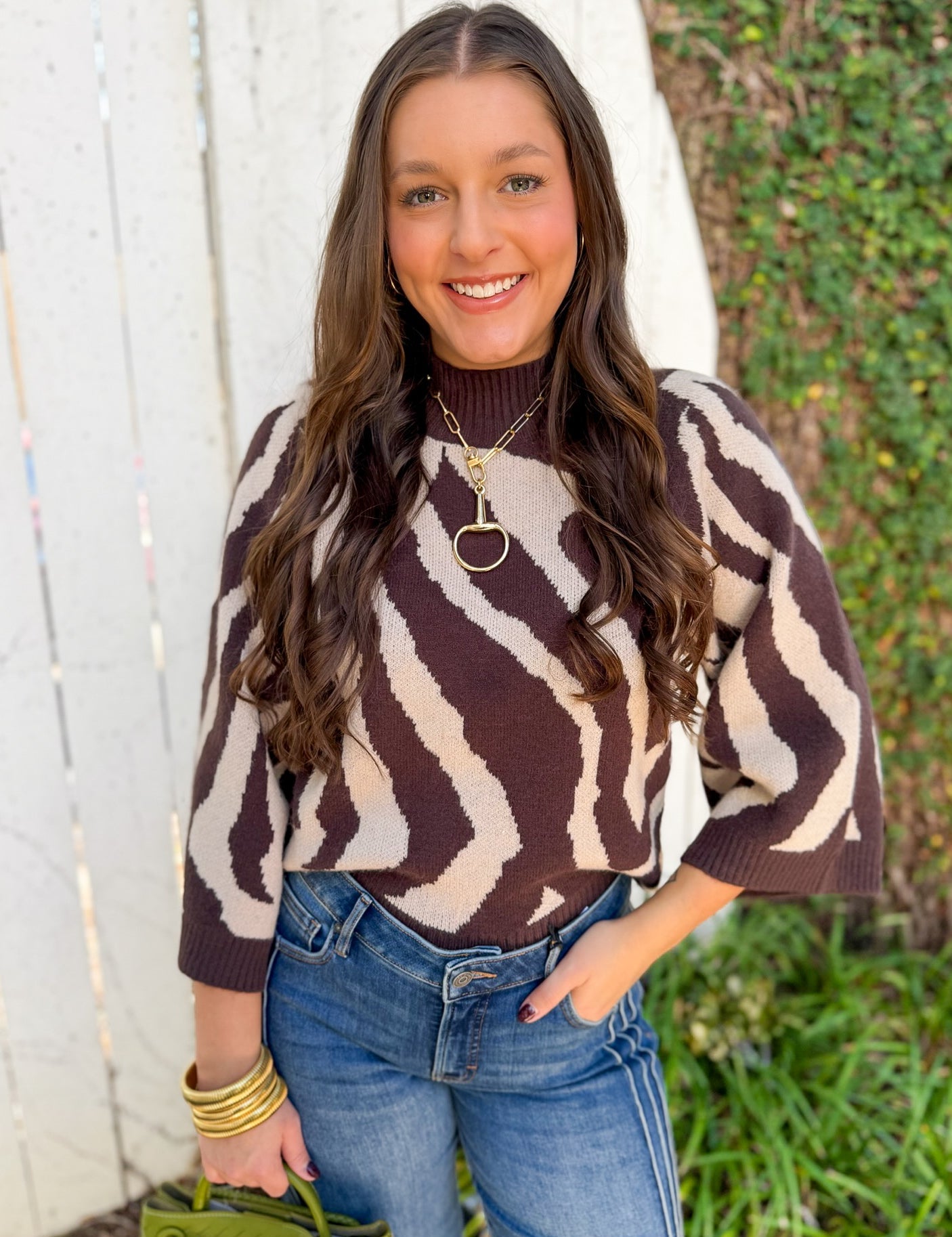 Zebra Print Knit Top - Espresso