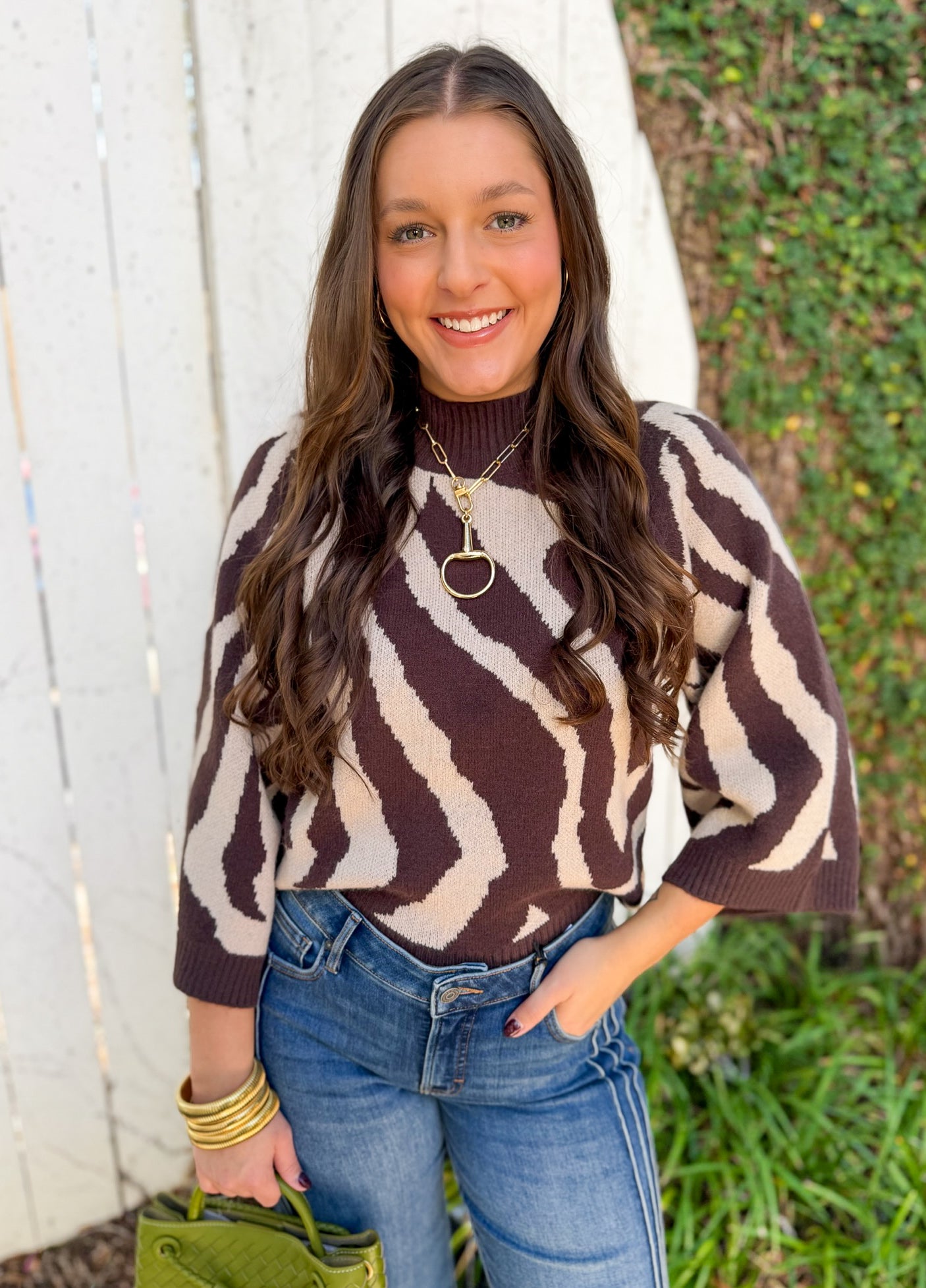 Zebra Print Knit Top - Espresso