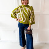 Zebra Print Knit Top - Olive