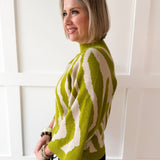 Zebra Print Knit Top - Olive
