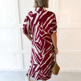 Zebra Print Midi Dress - Merlot