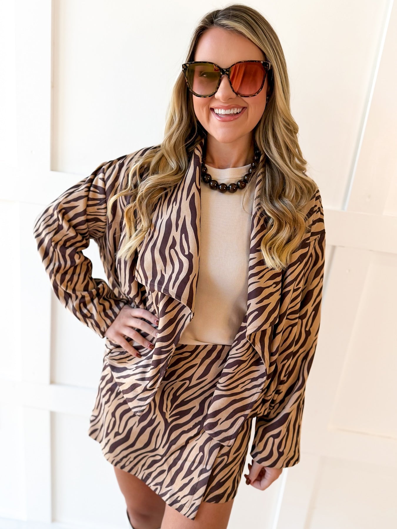 Zebra Print Mini Skort - Taupe