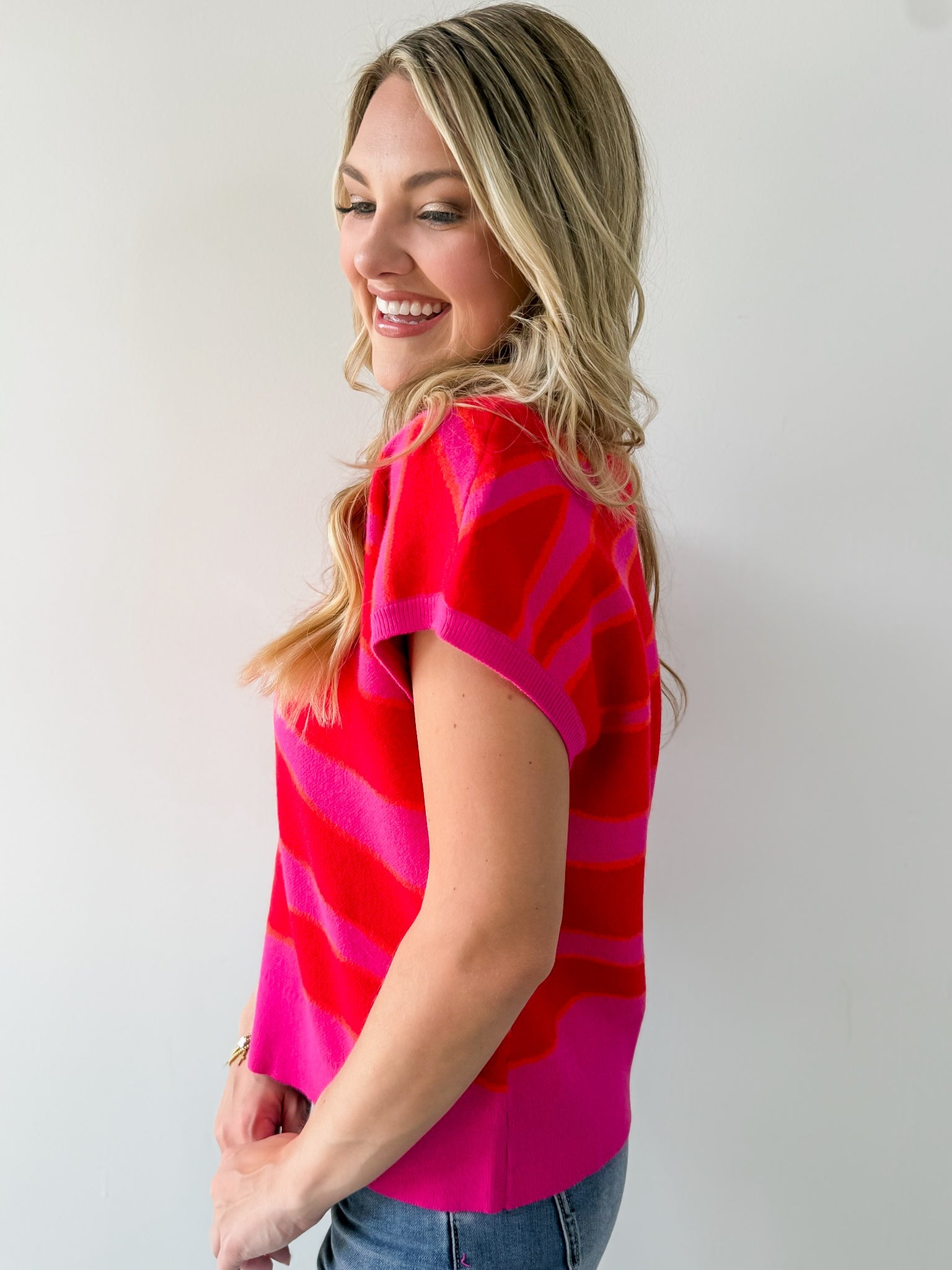 Zebra Print Sleeveless Top - Pink Mix