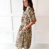 Zebra Print Top & Skirt Set - Ecru Brown